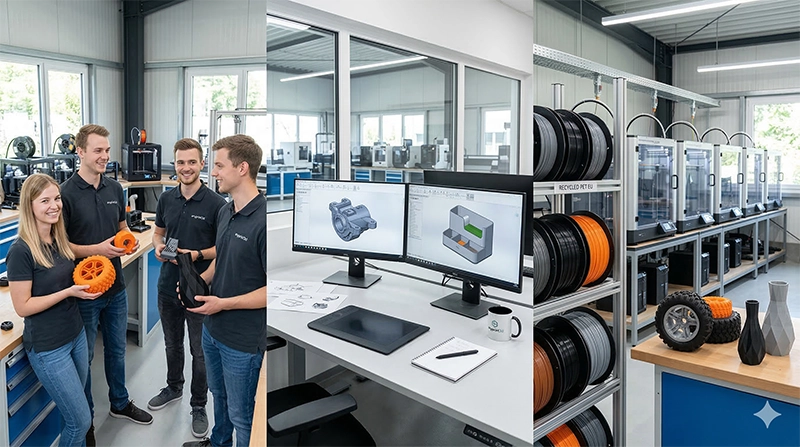 anyprint3d Manufaktur: Unser Team, Design-Büro und 3D-Druckerfarm für moderne Lösungen
