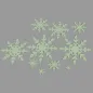Preview: Green snowflakes in various sizes and fractal designs, decoratively arranged on a black background – perfect for creative crafting and decoration ideas.