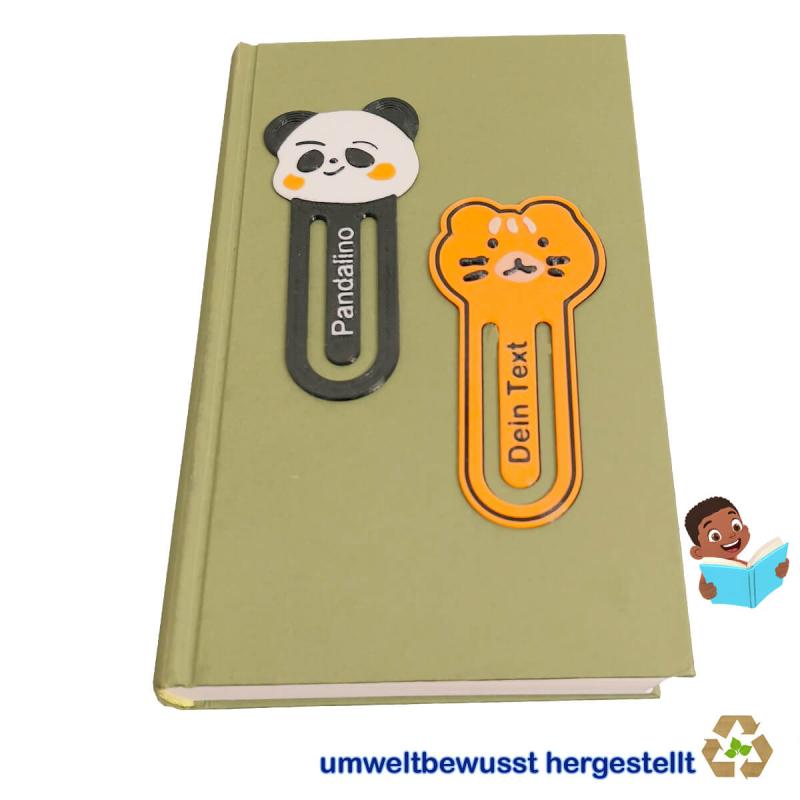 Bookmark with text motif Panda and Tiggo
