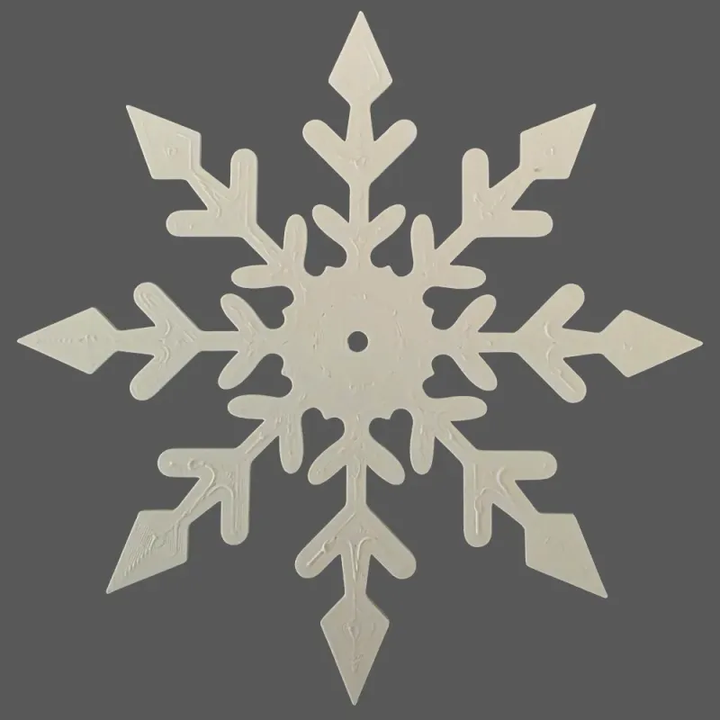 Symmetrical white-colored snowflake with six main branches and fine details, perfect for eco-conscious holiday decor or crafting