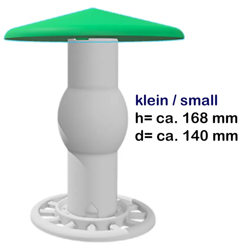 Small BirdieBistro feeder made from recycled PETG with green twist-lock lid, approx. 168 mm tall, 140 mm diameter