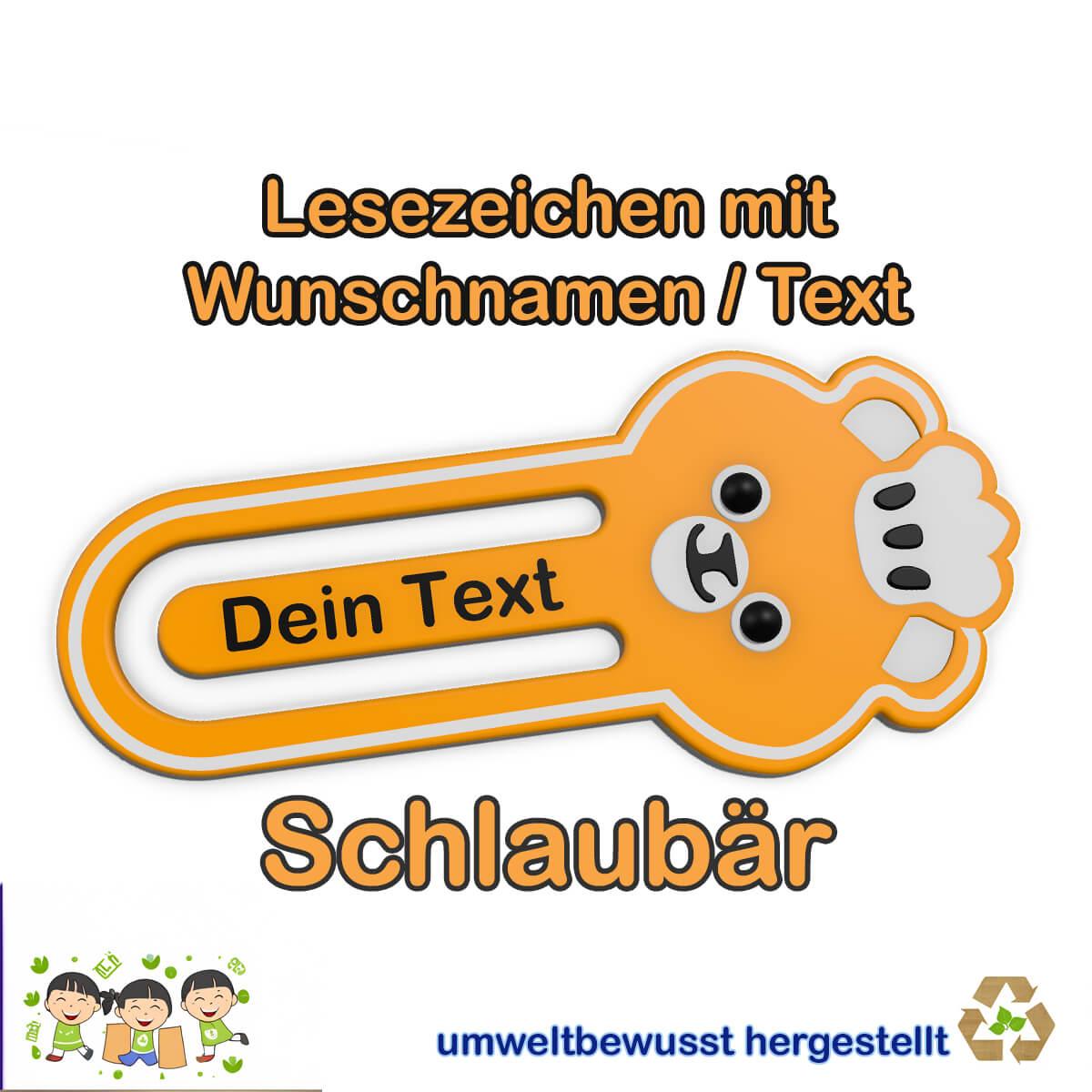 Lesezeichen mit persönlichem Text-Bär