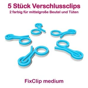 fix clips 5 er set für medium große tüten und beutel